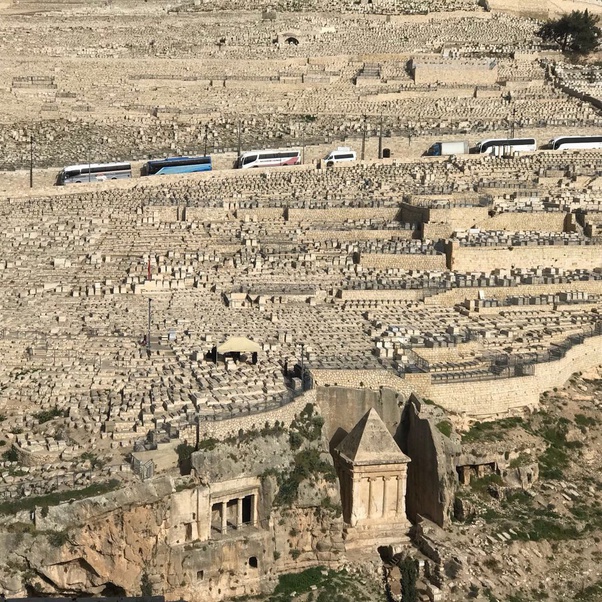 The vast Jewish cemetery on the Mount of Olives outside Jerusalem
