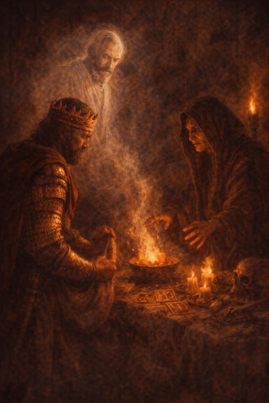 King Saul with the witch of Endor and the apparition of Samuel