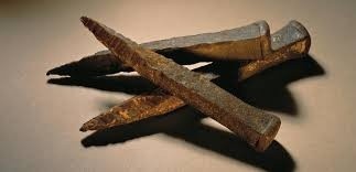 Photograph of iron nails used in crucifixion