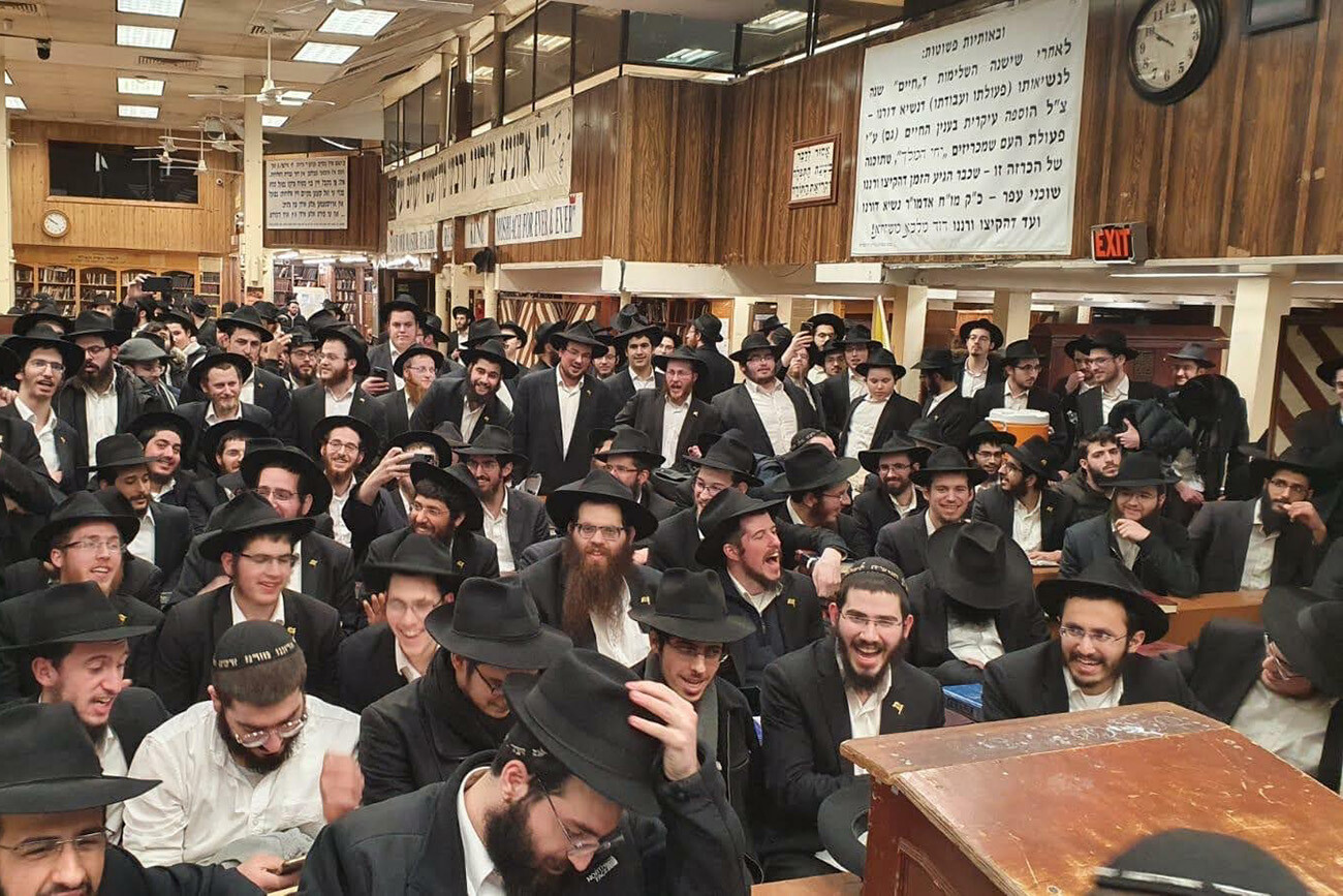 Ashkenazi Jewish community gathered in study and prayer